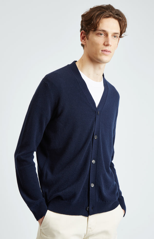 pringle of scotland Men's Cashmere Cardigan In Navy