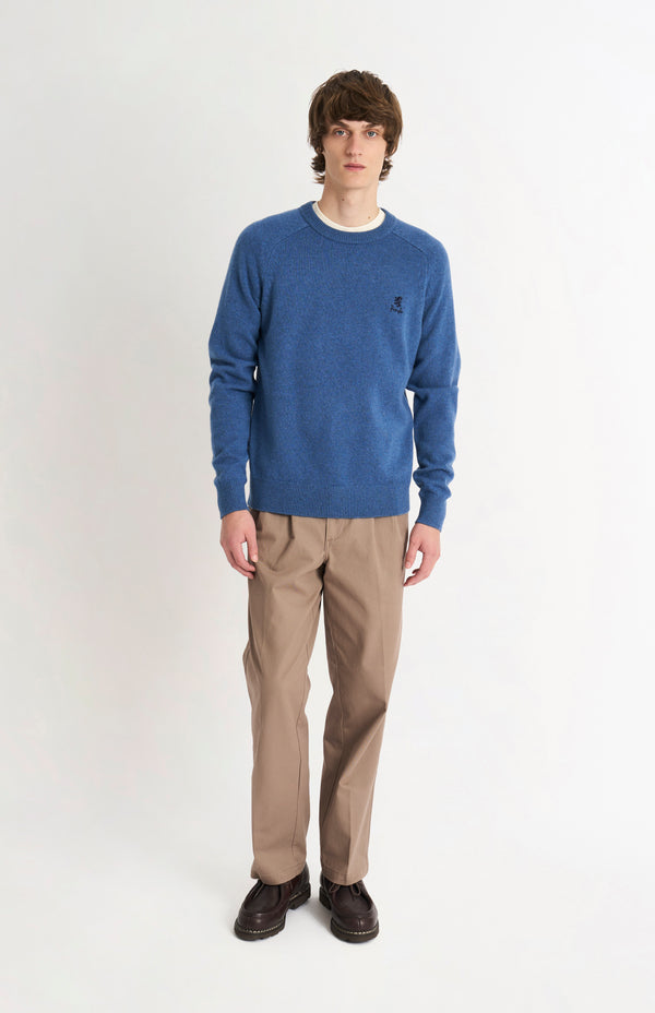 Pringle Of Scotland Men's Classic Crew Neck Supersoft Lambswool Jumper In Bering Sea Blue