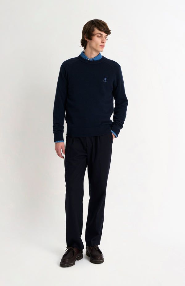 Pringle Of Scotland Men's Classic Crew Neck Supersoft Lambswool Jumper In Navy Blue