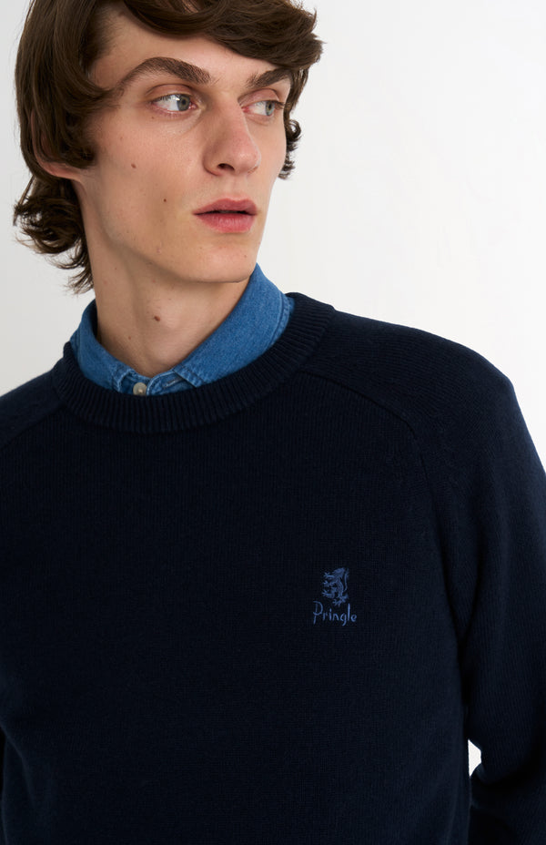 Pringle Of Scotland Men's Classic Crew Neck Supersoft Lambswool Jumper In Navy Blue