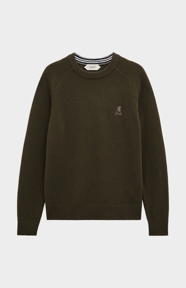 Pringle Of Scotland Men's Classic Crew Neck Supersoft Lambswool Jumper In Dark Olive