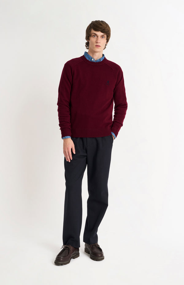 Pringle Of Scotland Men's Classic Crew Neck Supersoft Lambswool Jumper In Burgundy