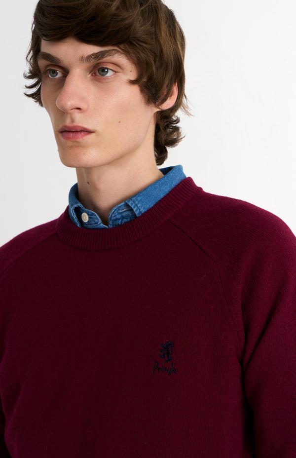 Pringle Of Scotland Men's Classic Crew Neck Supersoft Lambswool Jumper In Burgundy