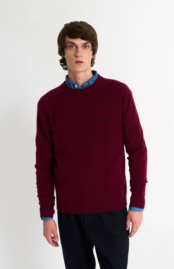 pringle of scotland Men's Classic Crew Neck Supersoft Lambswool Jumper In Burgundy