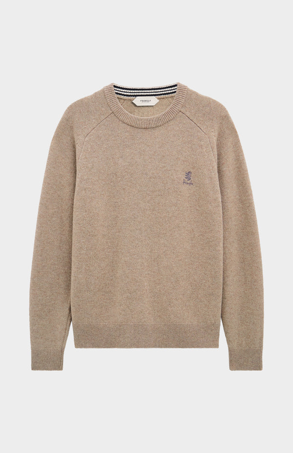 Pringle Of Scotland Men's Classic Crew Neck Supersoft Lambswool Jumper In Mushroom
