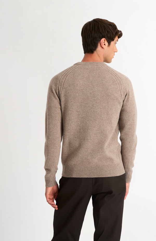 Pringle Of Scotland Men's Classic Crew Neck Supersoft Lambswool Jumper In Mushroom