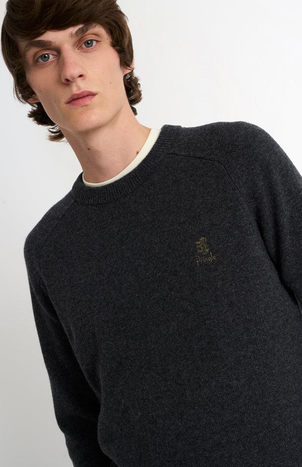 Pringle Of Scotland Men's Classic Crew Neck Supersoft Lambswool Jumper In Charcoal