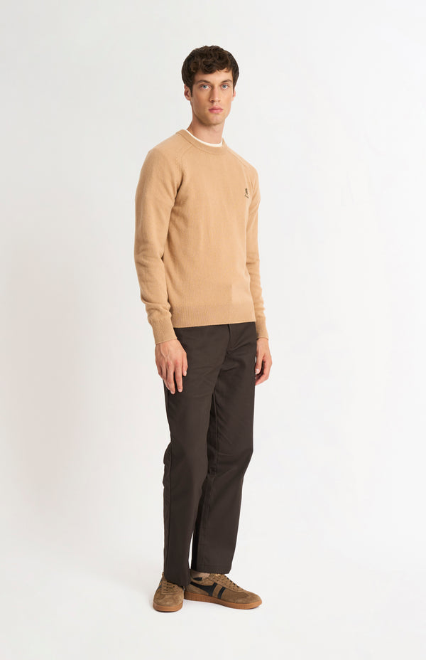 Pringle Of Scotland Men's Classic Crew Neck Supersoft Lambswool Jumper In Camel