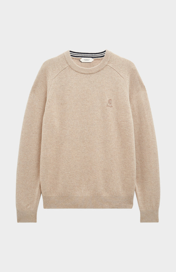 Pringle Of Scotland Men's Classic Crew Neck Supersoft Lambswool Jumper In Oatmeal