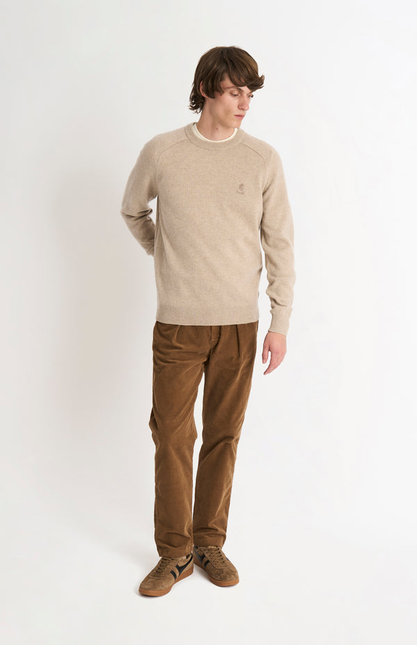 Pringle Of Scotland Men's Classic Crew Neck Supersoft Lambswool Jumper In Oatmeal