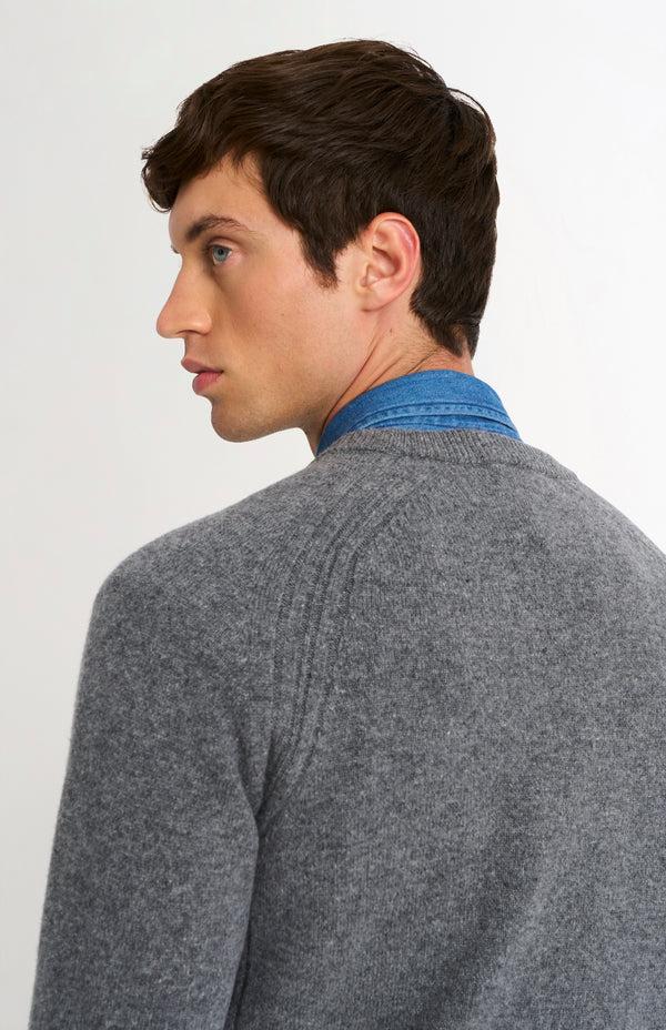 Pringle Of Scotland Men's Classic Crew Neck Supersoft Lambswool Jumper In Grey Melange