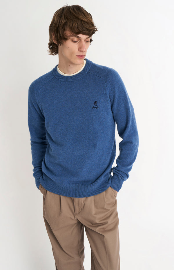 pringle of scotland Men's Classic Crew Neck Supersoft Lambswool Jumper In Bering Sea Blue