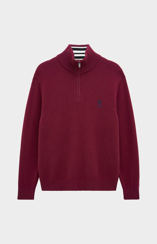 Pringle Of Scotland Men's Classic Qtr Zip Supersoft Lambswool Jumper In Burgundy