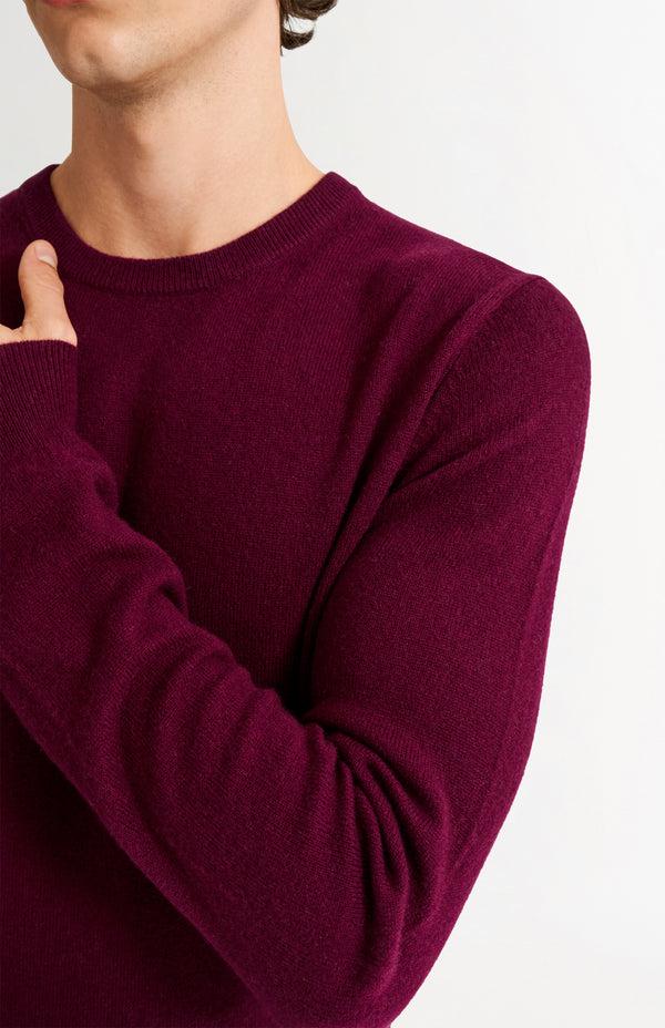 Pringle Of Scotland Men's Classic Round Neck Cashmere Jumper In Burgundy