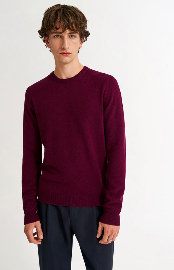 pringle of scotland Men's Classic Round Neck Cashmere Jumper In Burgundy