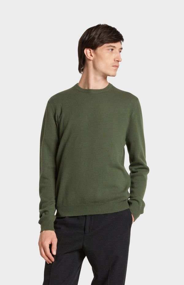 pringle of scotland Men's Classic Round Neck Cashmere Jumper In Evergreen