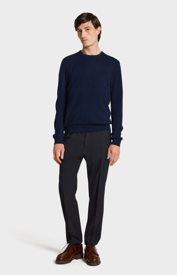 Pringle Of Scotland Men's Classic Round Neck Cashmere Jumper In Navy Melange