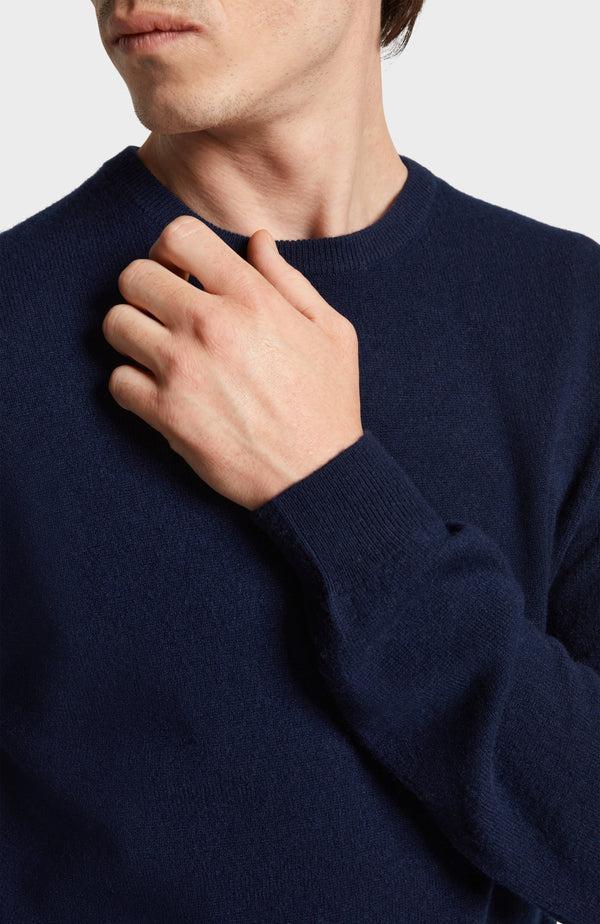 Pringle Of Scotland Men's Classic Round Neck Cashmere Jumper In Navy Melange