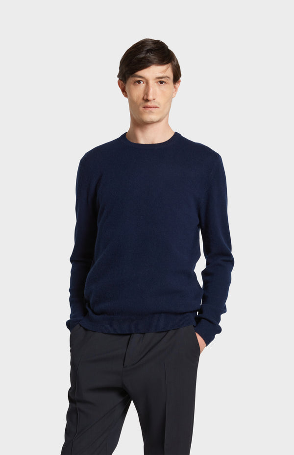 pringle of scotland Men's Classic Round Neck Cashmere Jumper In Navy Melange