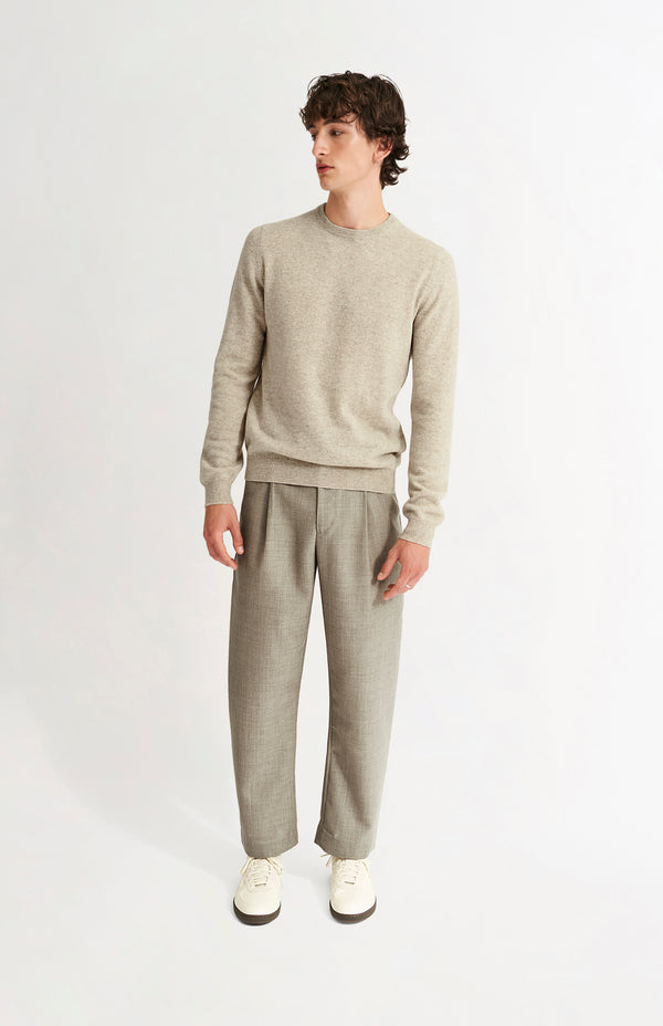 Pringle Of Scotland Men's Classic Round Neck Cashmere Jumper In Oatmeal