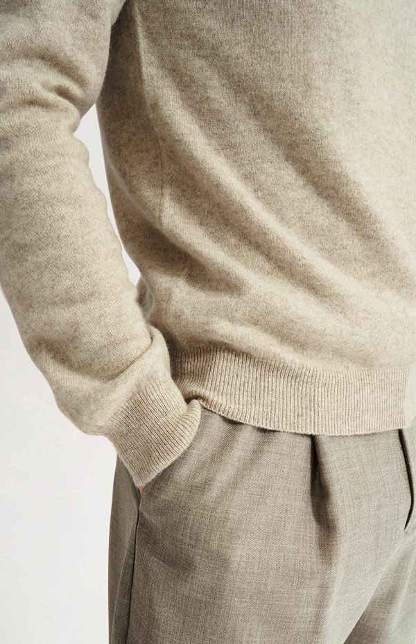 Pringle Of Scotland Men's Classic Round Neck Cashmere Jumper In Oatmeal