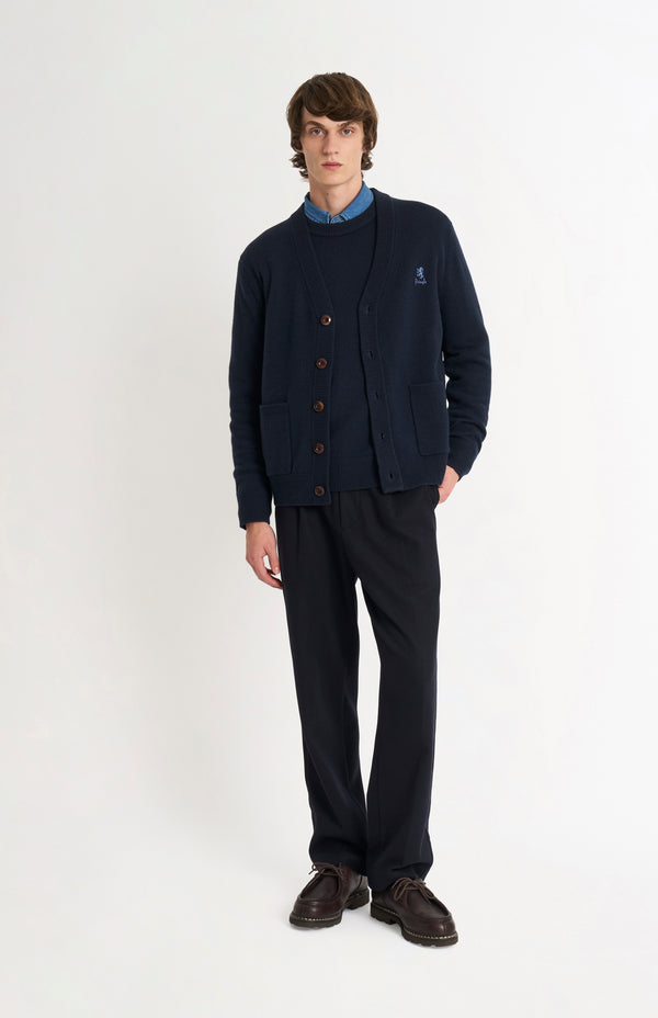 Pringle Of Scotland Men's Classic Supersoft Lambswool Cardigan In Navy Blue