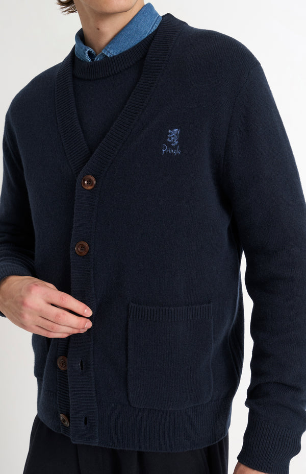 Pringle Of Scotland Men's Classic Supersoft Lambswool Cardigan In Navy Blue