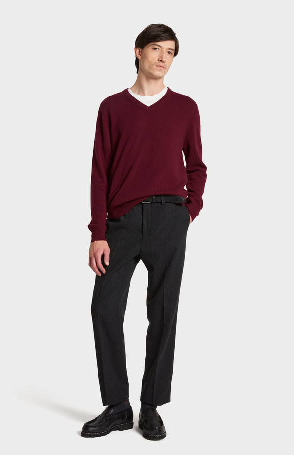 Pringle Of Scotland Men's Classic V Neck Cashmere Jumper In Burgundy
