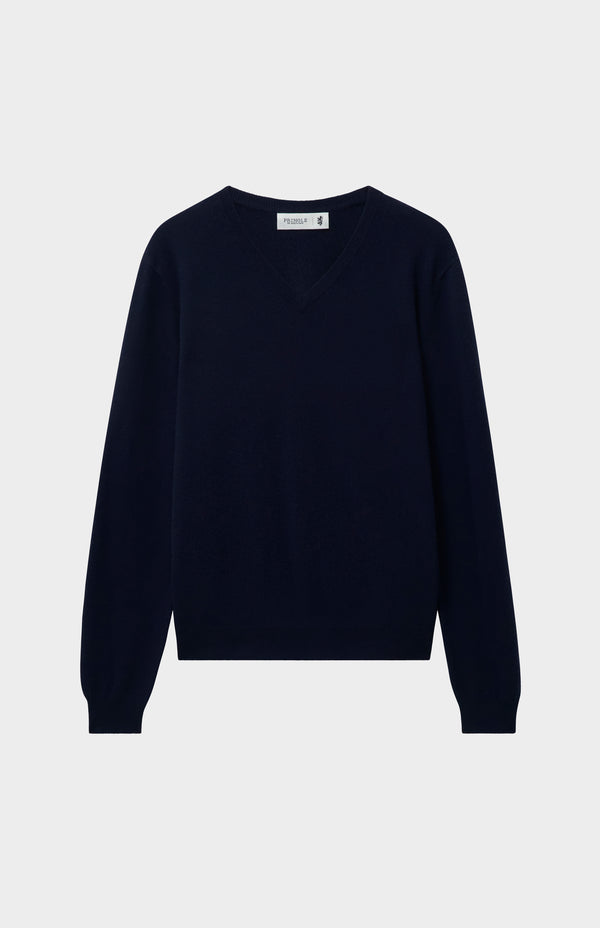 Pringle Of Scotland Men's Classic V Neck Cashmere Jumper In Navy Melange