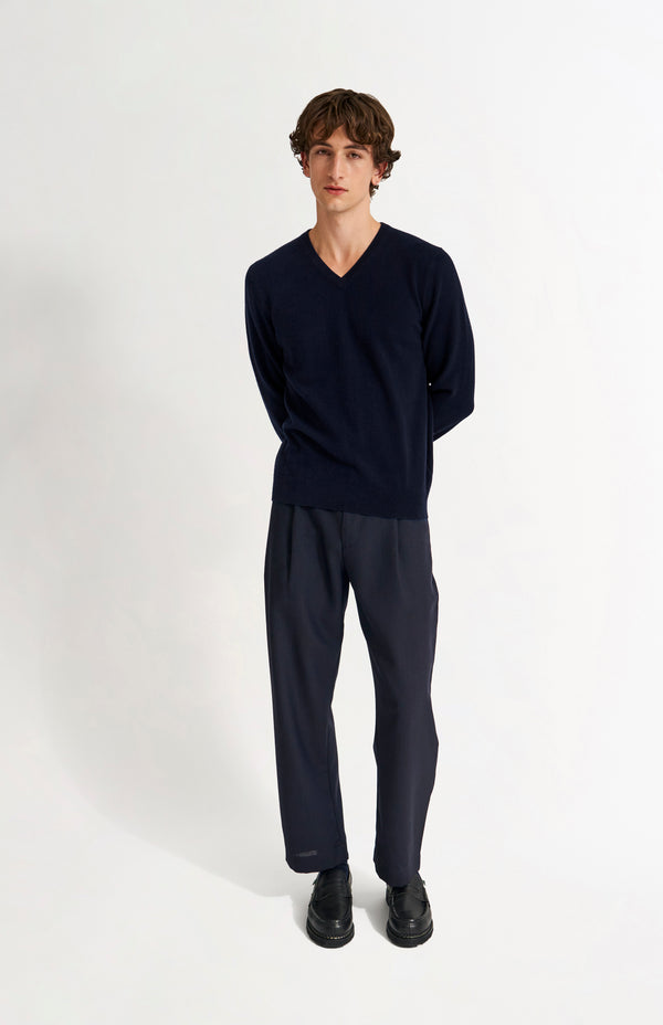 Pringle Of Scotland Men's Classic V Neck Cashmere Jumper In Navy Melange