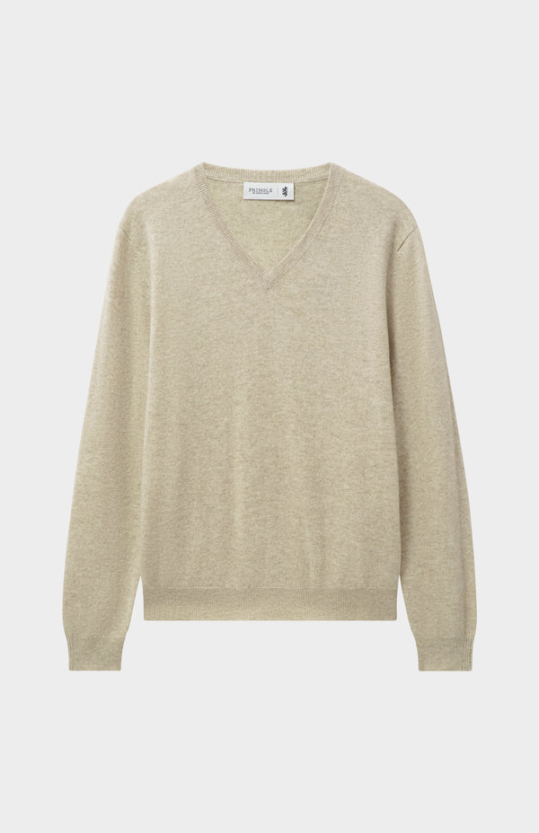 Pringle Of Scotland Men's Classic V Neck Cashmere Jumper In Oatmeal