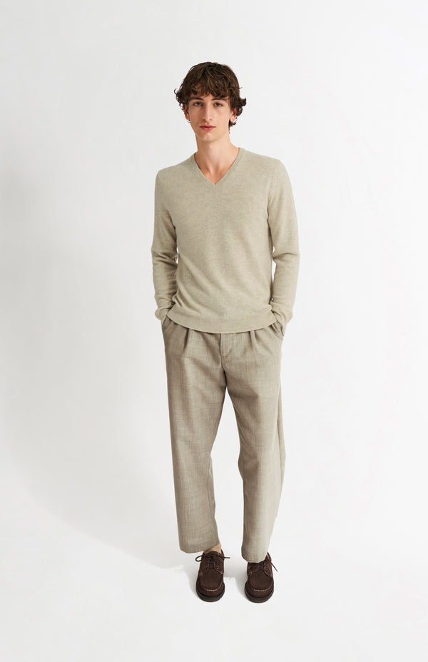 Pringle Of Scotland Men's Classic V Neck Cashmere Jumper In Oatmeal
