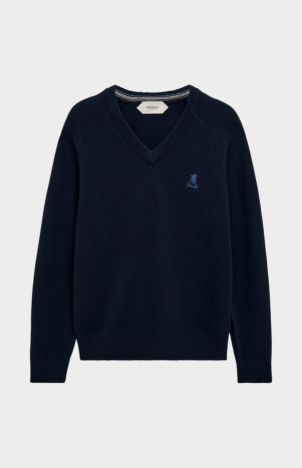 Pringle Of Scotland Men's Classic V-neck Supersoft Lambswool Jumper In Navy Blue