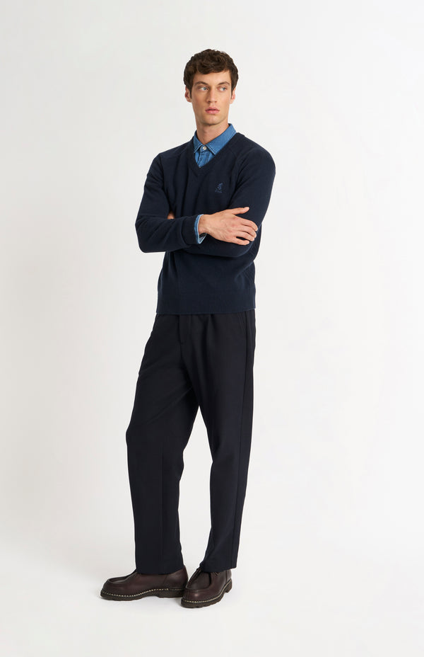 Pringle Of Scotland Men's Classic V-neck Supersoft Lambswool Jumper In Navy Blue