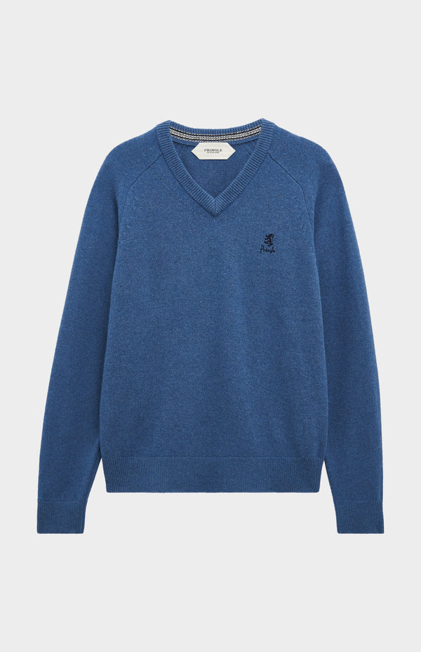 Pringle Of Scotland Men's Classic V-neck Supersoft Lambswool Jumper In Bering Sea Blue