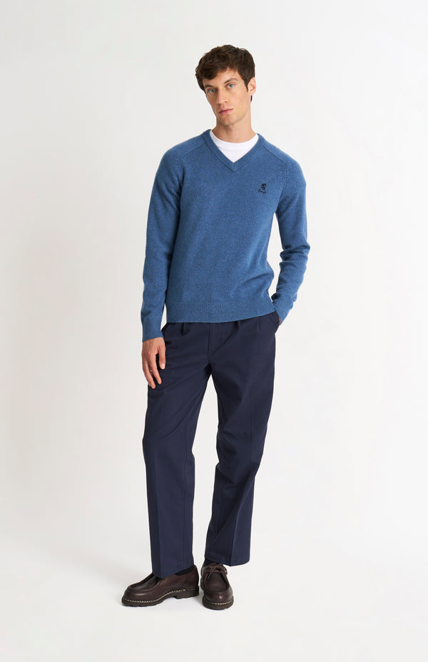 Pringle Of Scotland Men's Classic V-neck Supersoft Lambswool Jumper In Bering Sea Blue