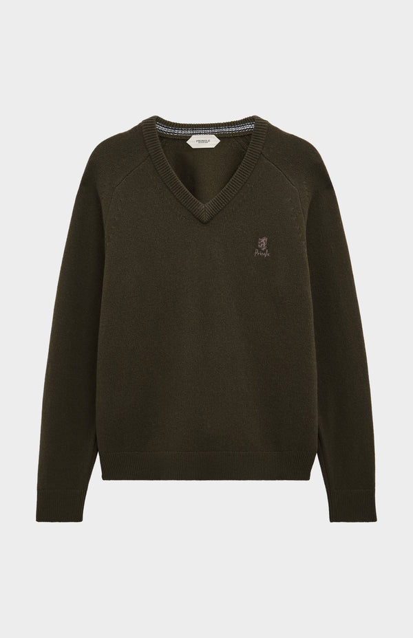 Pringle Of Scotland Men's Classic V-neck Supersoft Lambswool Jumper In Dark Olive