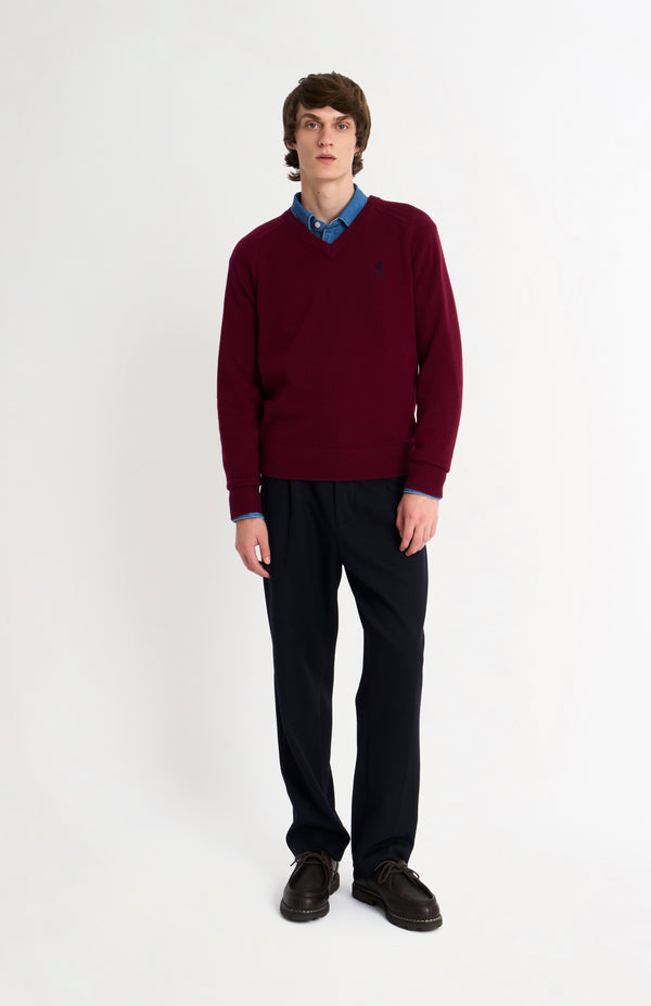 Pringle Of Scotland Men's Classic V-neck Supersoft Lambswool Jumper In Burgundy