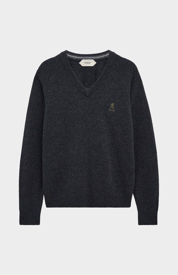 Pringle Of Scotland Men's Classic V-neck Supersoft Lambswool Jumper In Charcoal