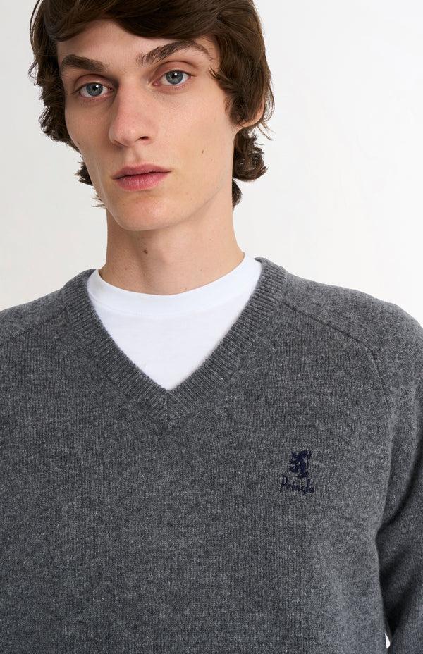 Pringle Of Scotland Men's Classic V-neck Supersoft Lambswool Jumper In Grey Melange