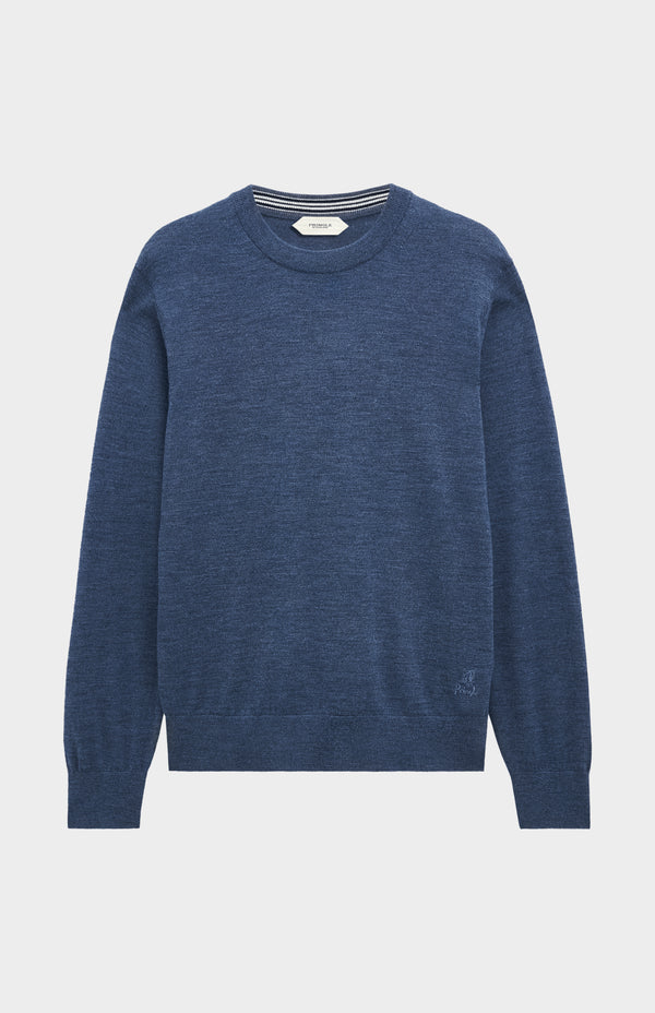 Pringle Of Scotland Men's Crew Neck Extra Fine Merino Wool Jumper In Blue