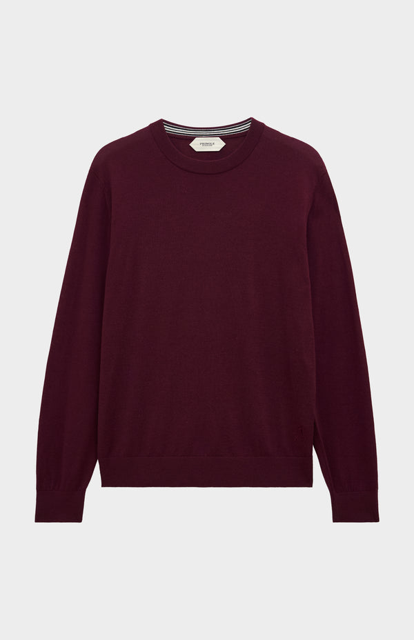 Pringle Of Scotland Men's Crew Neck Extra Fine Merino Wool Jumper In Burgundy