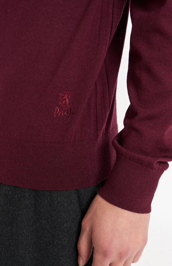 Pringle Of Scotland Men's Crew Neck Extra Fine Merino Wool Jumper In Burgundy