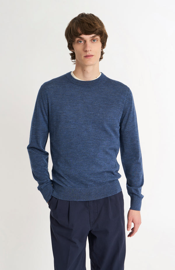 pringle of scotland Men's Crew Neck Extra Fine Merino Wool Jumper In Blue