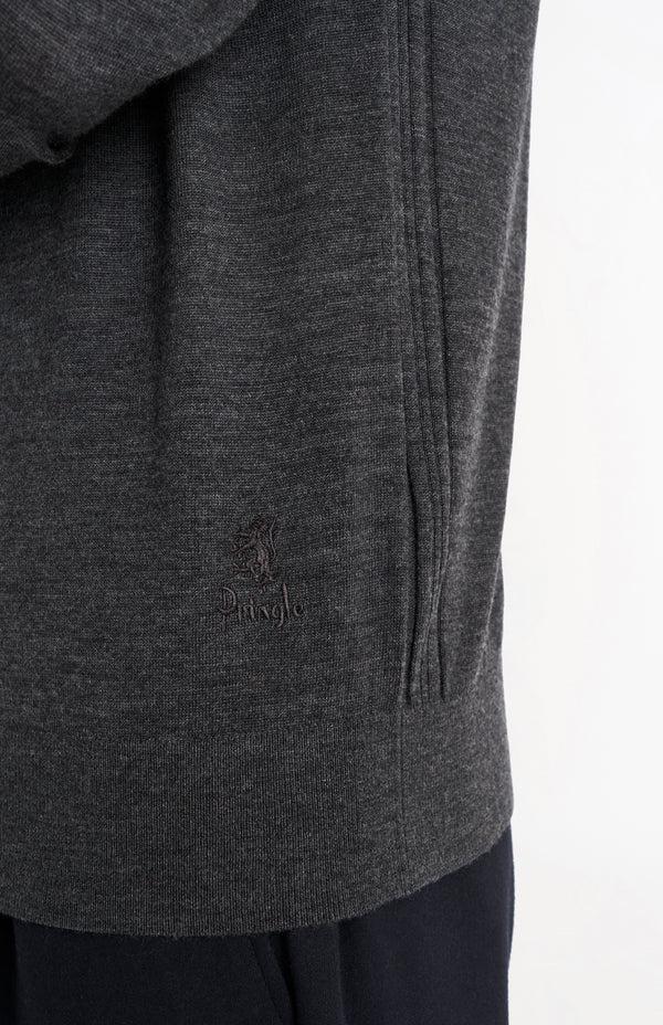 Pringle Of Scotland Men's Crew Neck Extra Fine Merino Wool Jumper In Charcoal Melange