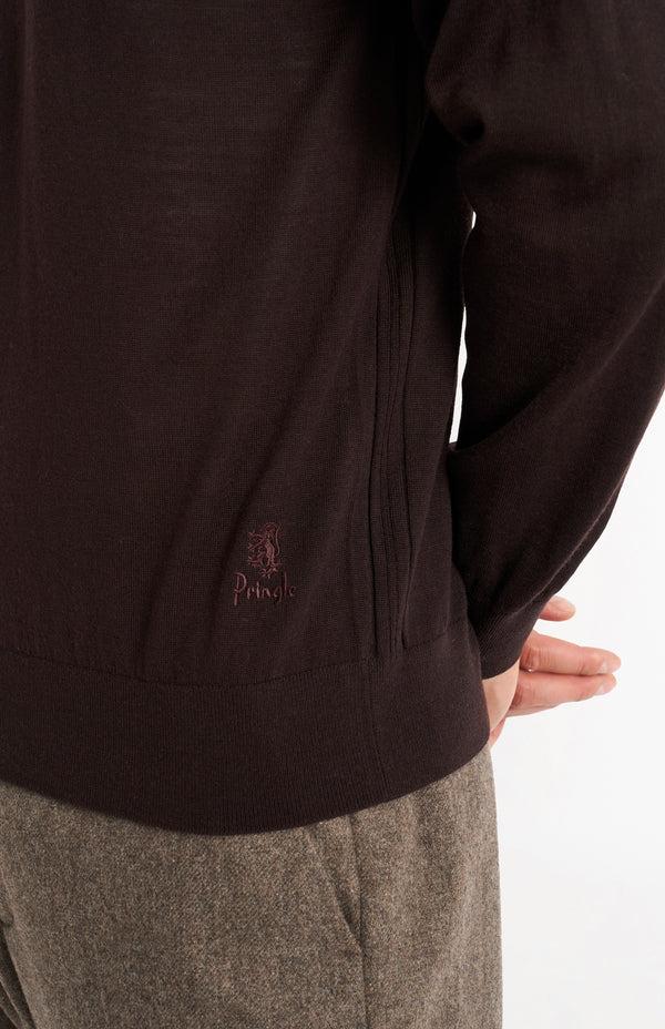 Pringle Of Scotland Men's Crew Neck Extra Fine Merino Wool Jumper In Dark Brown
