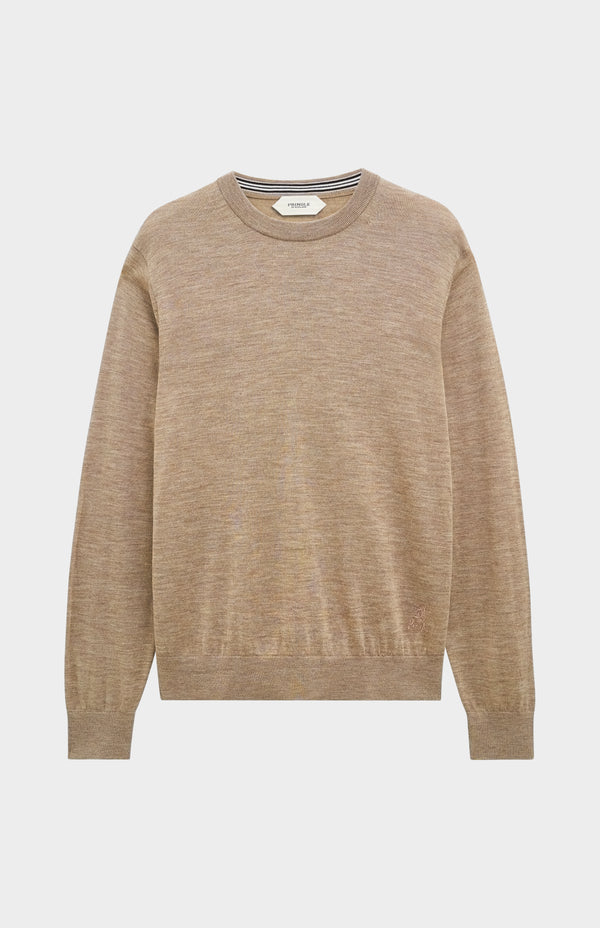 Pringle Of Scotland Men's Crew Neck Extra Fine Merino Wool Jumper In Mushroom