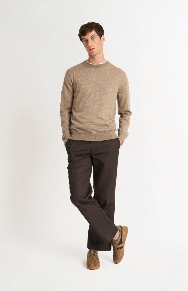 Pringle Of Scotland Men's Crew Neck Extra Fine Merino Wool Jumper In Mushroom