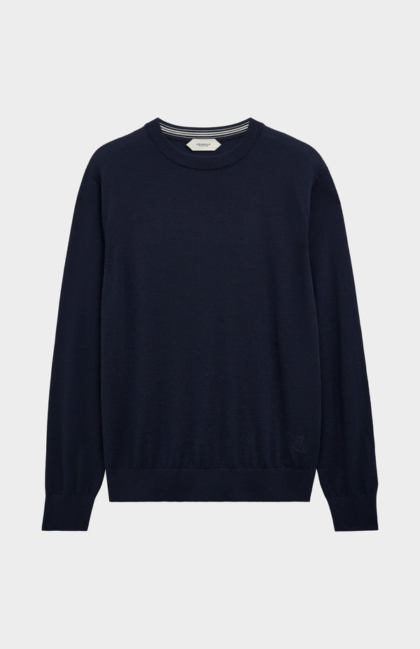Pringle Of Scotland Men's Crew Neck Extra Fine Merino Wool Jumper In Navy Blue