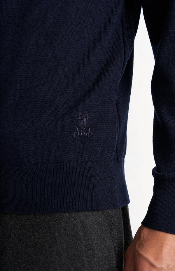 Pringle Of Scotland Men's Crew Neck Extra Fine Merino Wool Jumper In Navy Blue